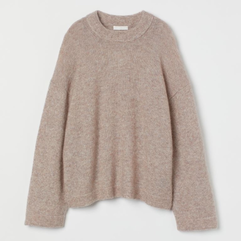H&M Mohair-blend Sweater in Taupe / Tan / Beige